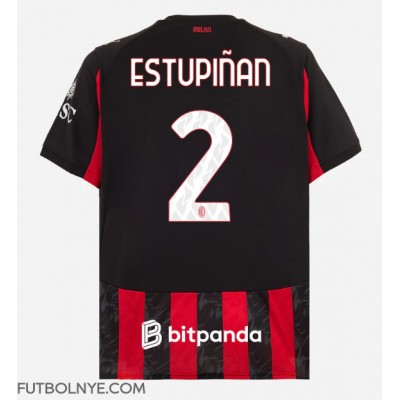 Camiseta AC Milan Pervis Estupinan #2 Primera Equipación 2025-26 manga corta Camiseta AC Milan Pervis Estupinan #2 Primera Equipación 2025-26 manga corta